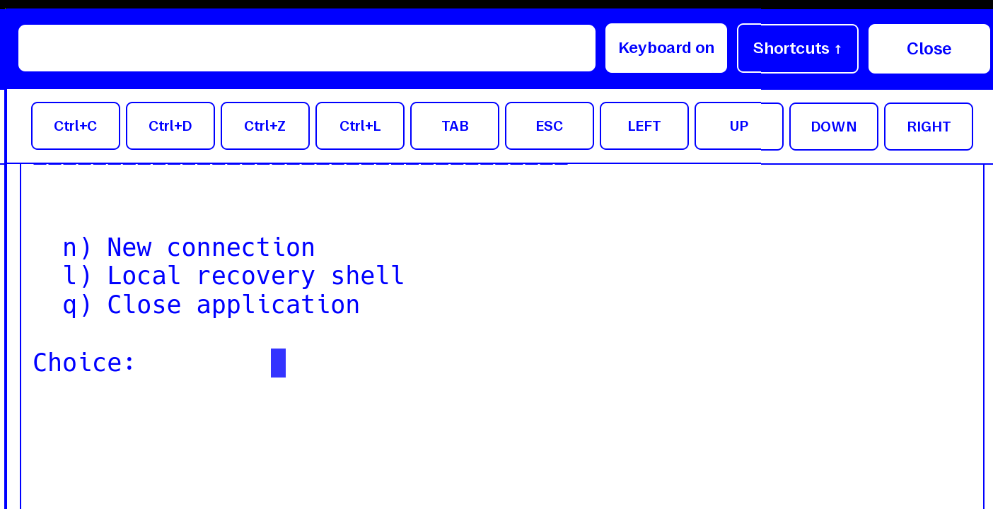 PaperDesk Terminal with its SSH shortcuts drawer open